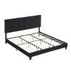 DOMETOUR King Size Upholstered Platform Bed Frame with Linen Fabric Headboard, No Box Spring Needed, Wood Slat Support, Easy Assembly, BLACK - 3 of 4