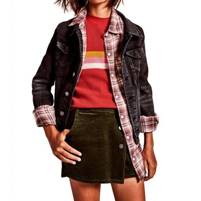 Girl Asymmetrical Corduroy Button Skort - tractr