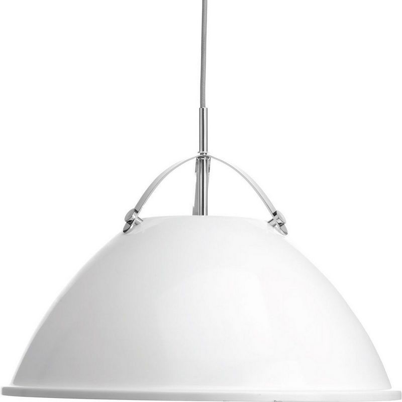 Progress Lighting, Tre Collection, 1-Light Pendant, Graphite, White Dome, Vintage Silver Shade, 2 of 6