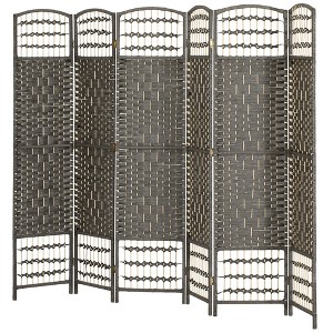 Aghana Digitals Dark Gray Folding Privacy Screen with Diamond Woven Fiber Panels, Poplar Wood Frame - 1 of 4
