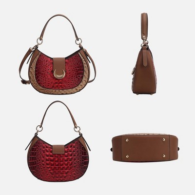 MKF Collection Shoulder Crossbody Bag Half-Moon Croc-Embossed Snap Closure, Jain | MKF Collection by Mia K - Yellow — фото 5