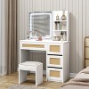 Rattan Makeup Vanity Desk with Charging Station, Vanity Desk with Mirror, 3 Lighting Modes LED Light - 4 of 4