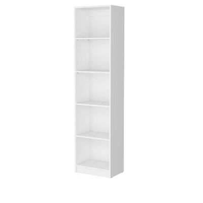 HomeRoots 71" White Wood Five Tier Bookcase
