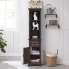 OKD 68″ Bathroom Floor Cabinets, Tall Linen Towers with Adjustable Shelves - 2 of 4