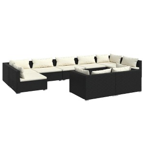 vidaXL Garden Lounge Set Black PE rattan, powder-coated steel Large - 1 of 4