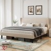 Full/King/Queen Size Bed Frame Luxurious Velvet Upholstery Platform Bed w/Wingback Headboard, Wooden Slat Support No Box Spring Need - 4 of 4