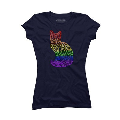 Adult Design By Humans Pride Rainbow Cat Maze By MisoKnotty T-Shirt