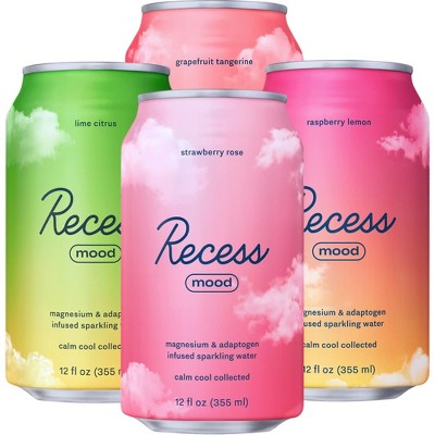 Recess Mood Magnesium & Adaptogen Drink, Variety Packs  - 12 Fl Oz Can (Pack of 12)