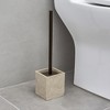 Evideco French Home Goods Modern Square Toilet Brush and Holder Set with Black Metallic Handle, Stone-Effect Design - 2 of 4