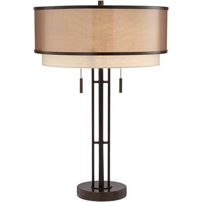 Andes 27" Oil-Rubbed Bronze Industrial Double-Shade Table Lamp