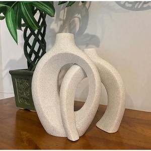 Set of 2 Nordic Boho Ins Style Hollow Snuggle Vases Table Vase for Dried Flowers - 1 of 4