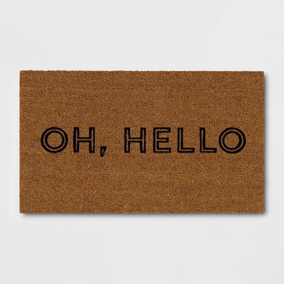 1'4"x2'4" Oh Hello Rectangular Outdoor Doormat Black - Room Essentials™