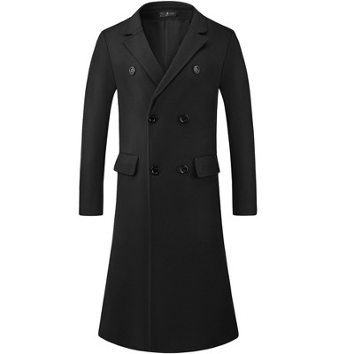 Lars Amadeus Men's Double Breasted Notched Lapel Formal Winter Overcoat