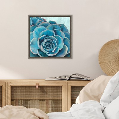 Amanti Art Grasping II (Succulent) by Eva Watts Canvas Wall Art Print Framed 16 x 16-in.