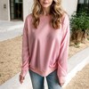 Amaryllis Women's Oversized Fleece-Lined Pullover Sweatshirt with Ribbed Cuffs and Hem - 3 of 4