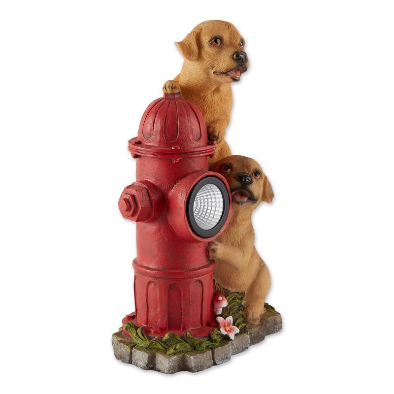 12&#34; Polyresin Dogs and Fire Hydrant Solar Statue Tan - Zingz &#38; Thingz, 3 of 14