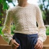 Hope & Henry Girls' Long Balloon Sleeve Pointelle Pullover Sweater, Kids, XX-Small - 3 of 4
