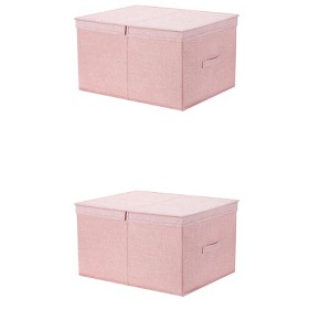 REGALWOVEN Fabric Collapsible Spacious Versatile Storage Bin with Lid and Handle 2 Pcs - 1 of 4