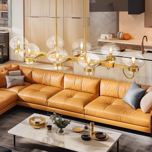 Rennnsan Orlessa 57"W 8-Light Bubble Linear Glass Modern Dimmable Kitchen Island Pendant in Gold - 1 of 4