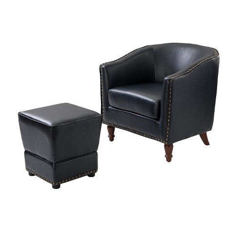 Leather barrel chair with ottoman new arrivals