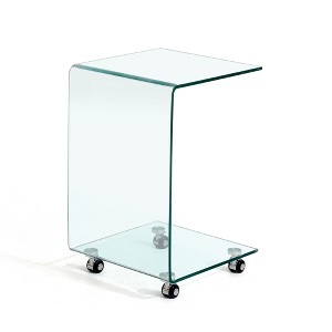FONTOI End Table C-Shaped Clear Glass Side Table Tempered Glass Small Modern Accent Table for Living Room, Bedroom, Transparent, 18.89"*18.89"*25.3" - 1 of 4