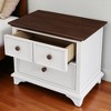 Two-Drawer Wooden Nightstand, Retro Bedside Table with Faux Two-Drawer Look, End Side Table for Bedroom, Kids’ Room, Living Room - 4 of 4