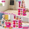 Costway 76 PCS Pretend Play Grocery Store Set with Shopping Cart Scale Scanner Light Sound Pink/Multicolor - 4 of 4