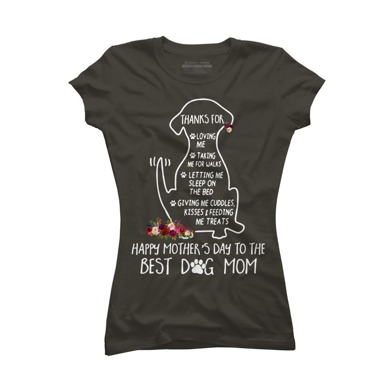 Junior's Design By Humans Happy Mothers Day Best Dog Mom Thanks By MiuMiuShop T-Shirt, 1 of 3