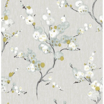 yellow and grey floral wallpaper