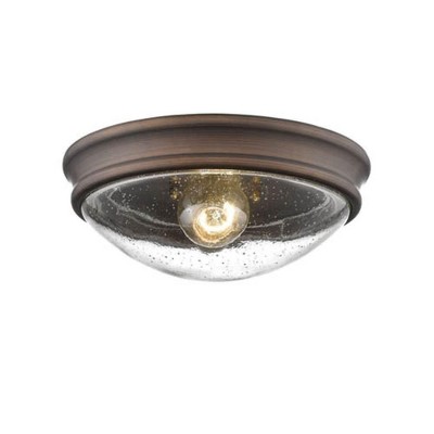 Rubbed Bronze and Clear Glass 10" Flush Mount Light
