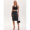 INSPIRE CHIC Women's High Waist Back Slit Stretch Denim Casual Sheath Midi Jean Skirts - 3 of 4