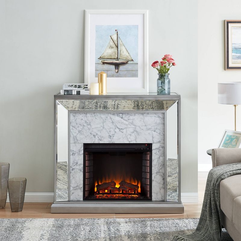 Tynchel Mirrored Faux Marble Fireplace - Aiden Lane, 1 of 18