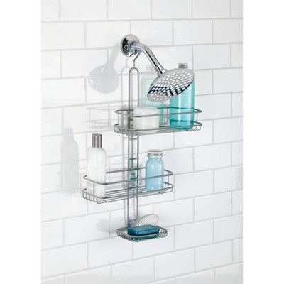 Silver Adjustable Metal Shower Caddy with Suction Mount