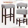 Tangkula Set of 4 Bar Stools Bar Height Saddle Kitchen Chairs w/ Wooden Legs Gray - 4 of 4