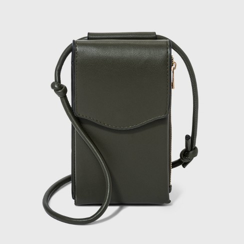 Crossbody Phone Wallet Purse Bag with Removable Strap in Forest Green