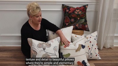 Rust Embroidered Oak Leaves Lumbar Throw Pillow