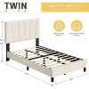 Twin/Full/Queen/King Size Bed Frame With Adjustable Headboard, Linen Upholstered Platform Bedframe With Strong Wooden Slats, Mattress Foundation, No - 2 of 4