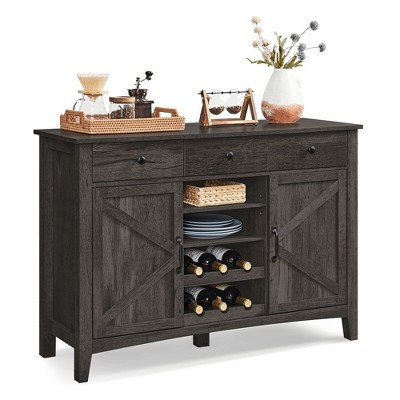 VASAGLE Farmhouse Buffet Cabinet with Detachable Wine Rack, Sideboard Cabinet with Adjustable Shelves