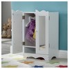 Angel Sar Wooden Doll Closet with Mirror, 6 Hanger Doll Wardrobe for 18" Dolls, White Doll Clothes Storage for Kids Aged 3+ - 4 of 4