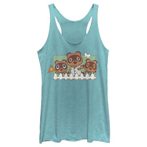 Women's Nintendo Animal Crossing Nook Family Portrait Racerback Tank Top - 1 of 3