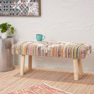 Christopher Knight Home Laveta Boho Handmade Fabric Upholstered Bench