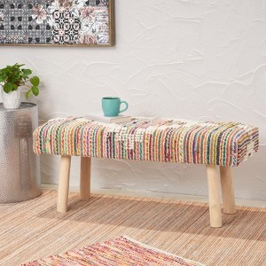 Christopher Knight Home Laveta Boho Handmade Fabric Upholstered Bench - 1 of 4
