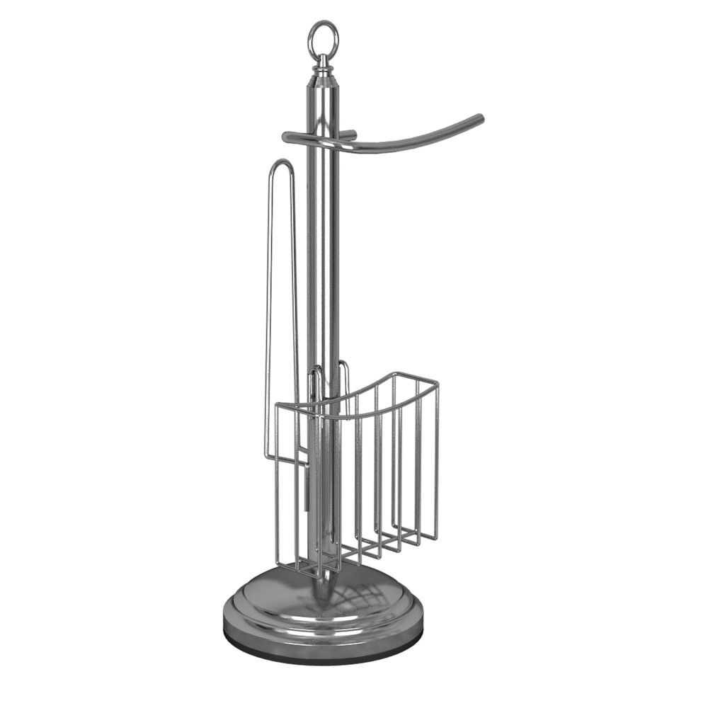 Freestanding Toilet Tissue Holder with Storage Chrome - Nu Steel: Stainless Steel, 25" High, Bathroom Organizer