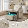 Multifunctional Chenille Chaise Lounge Recliner with Hidden Storage, Adjustable Phone Holder & Side Pockets for Small Spaces-3irtyhousy - 2 of 4