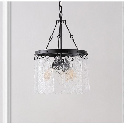 Black Iron and Crystal 3-Light Chandelier