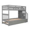 PAGED Simple Wooden Bunk Bed Loft Bed, Twin over Twin Bed Frame with 3 Drawers, Storage Stairs and Guardrail for Kids, Teens - 4 of 4