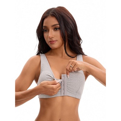 INSPIRE CHIC Women's Front Closure Adjustable Strap Wirefree Full Coverage Soft Workout Bras