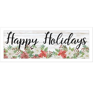 HomeRoots Happy Holiday White Framed Print Wall Art - 1 of 4