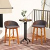Costway Outdoor Faux Rattan Bar Chairs Set of 2/4 Solid Acacia Wood Bar Stools for Porch Brown/Gray - 4 of 4