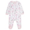 Everyday Kids 4-Pack Baby Girl Sleepers with Zippers – Soft Cotton Footed Pajamas in Pink Solids, Polka Dots, and Woodland Animals - 2 of 4